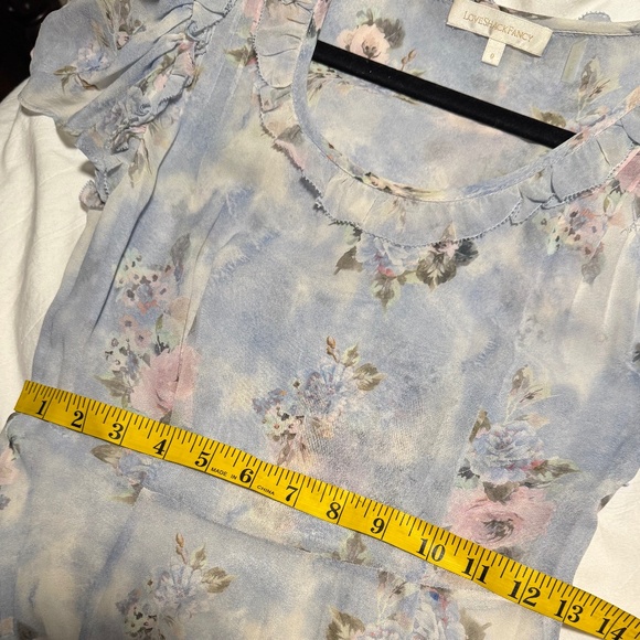 Rare LoveShackFancy Silk Dress Blue floral 0 - Picture 12 of 14